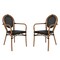 Merrick Lane Mael Set of Two Stacking Thonet Bistro Style Chair with Arms, Textilene Seat, and Bamboo Finished Metal Frame for Indoor/Outdoor Use